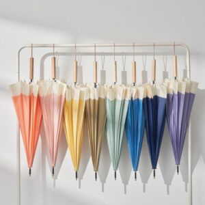 우산 제작 - 몰리아 장우산 자동 예쁜 가벼운 파스텔 패션 16K 방수 튼튼한 우드 손잡이 경량 제작 대표이미지