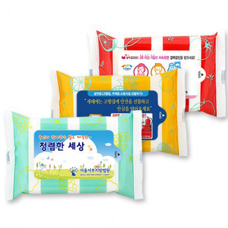 깨끗한 3종 물티슈제작 30매 홍보물품 대표이미지