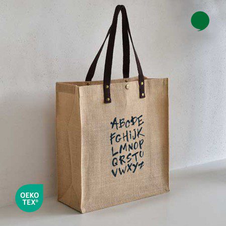 오코텍스인증 M자형 엔틱 내츄럴 고급쥬트 에코백주문제작 34cmx37cmx14cm 대표이미지