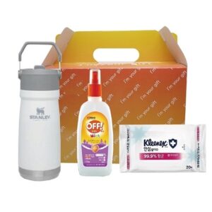 가족안심 3종세트 스탠리 텀블러 플립보틀650ml+한국존슨 모기기피제+크리넥스 안심물티슈 판촉물제작 대표이미지