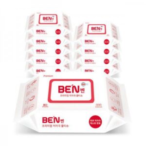 벤 프리미엄 초순수 저자극 엠보싱 물티슈 판촉물제작 화이트 캡형 80매 75gsm 대표이미지