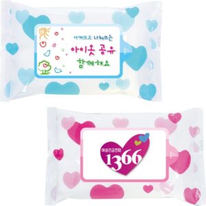 홍보용 하트패턴블루 20매 물티슈제작 대표이미지