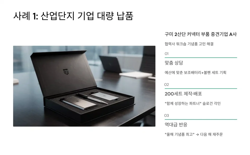 구미 판촉물 제작 업체 - 대한민국 전자산업 수도의 브랜딩 파트너 2 구미 판촉물 제작 성공사례