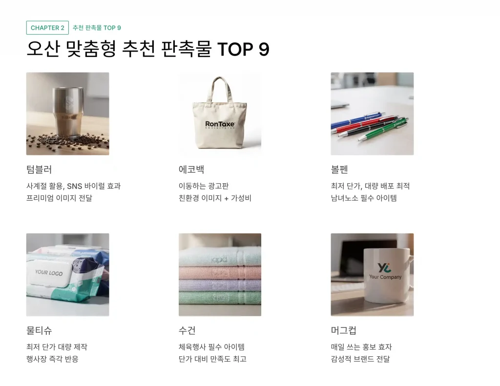 오산 판촉물 제작 업체 - 경기 남부의 똑똑한 마케팅 파트너 1 오산 판촉물 제작 추천9