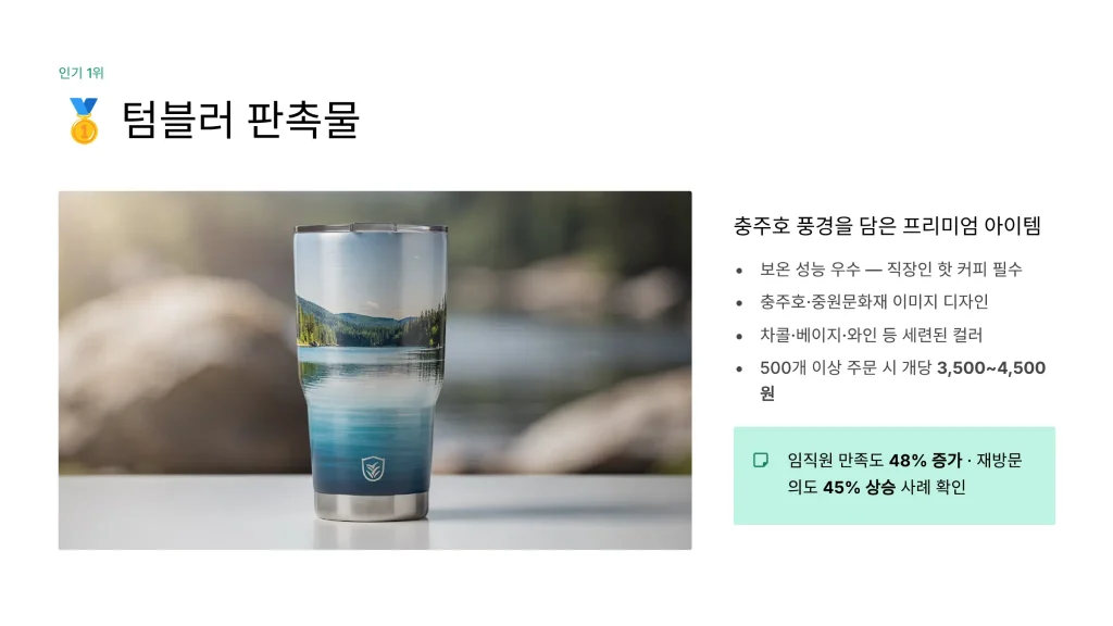 충주 판촉물 제작 업체 - 문화·물류도시의 맞춤형 홍보 솔루션 | 판촉넷 1 충주 판촉물 제작 텀블러